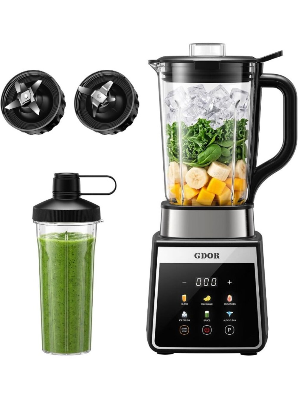 Powerful 1300W Smoothie Blender with Auto-Program for Ice Crushing & Blending